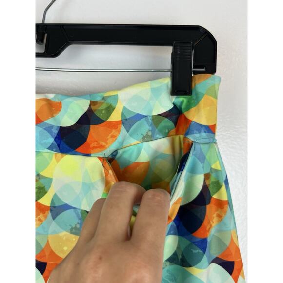 TZU TZU Samba Eclipse Skort Size L Pleat Ruffle Skirt Colorful Print Golf Pocket - Picture 8 of 9